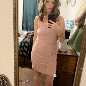 Elegant Pink Strapless Dress